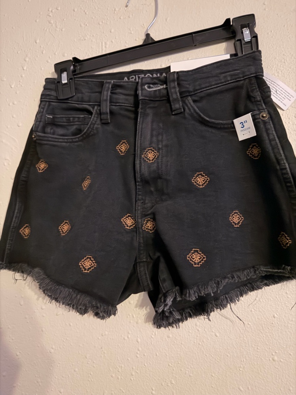 jcpenney Black Denim Shorts with Orange Embroidery